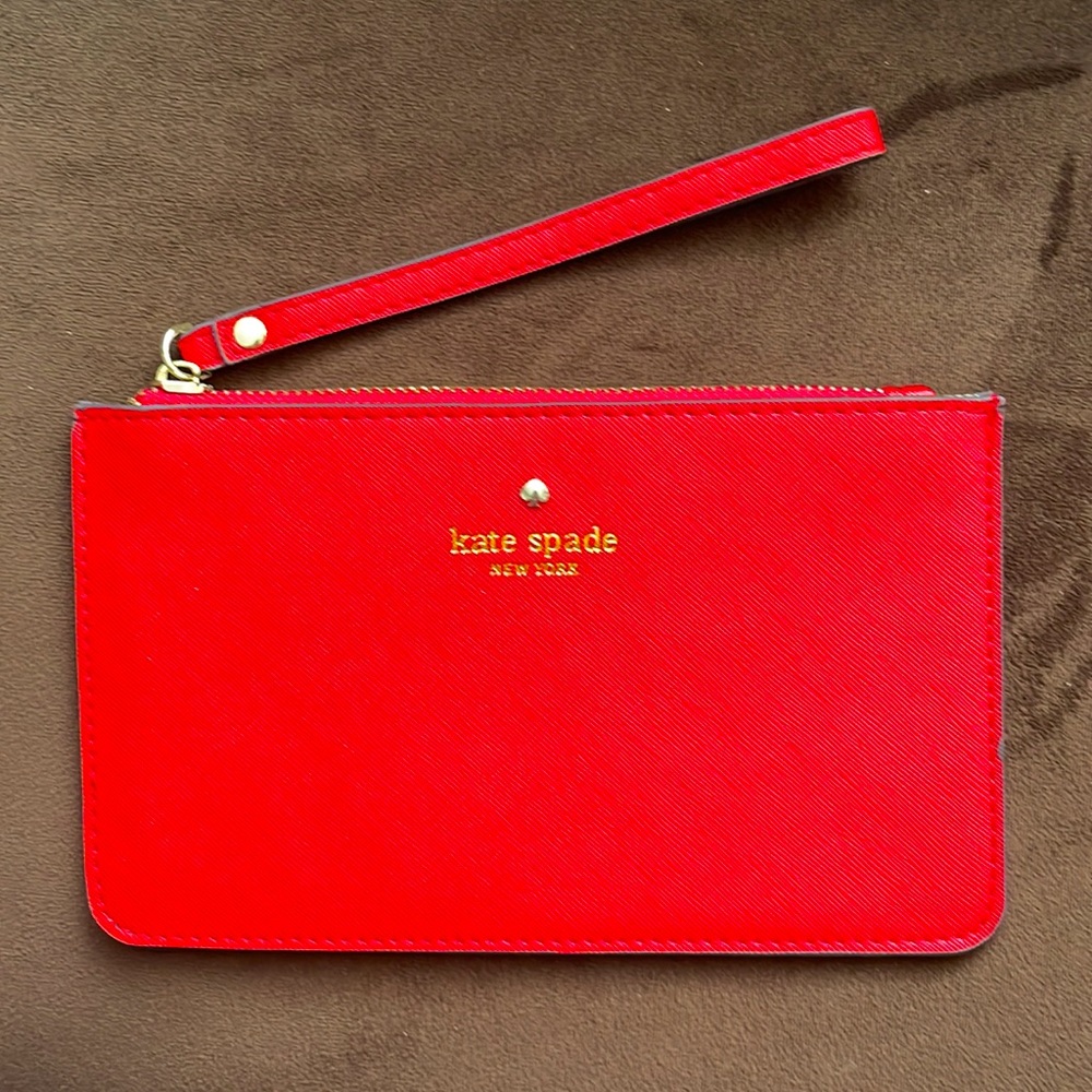 NWOT Kate Spade Red Wristlet Polka Dot Lining